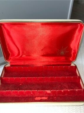 Vintage MCM Red Velvet Clam Box Jewelry Storage